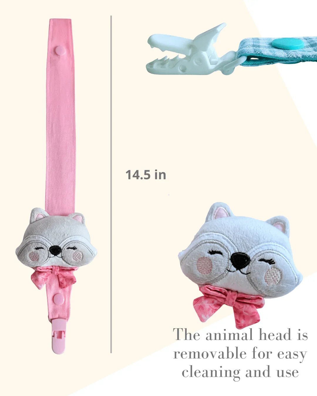 Cuddly Raccon Girl Pacifier Clip - Maminas Baby Shop