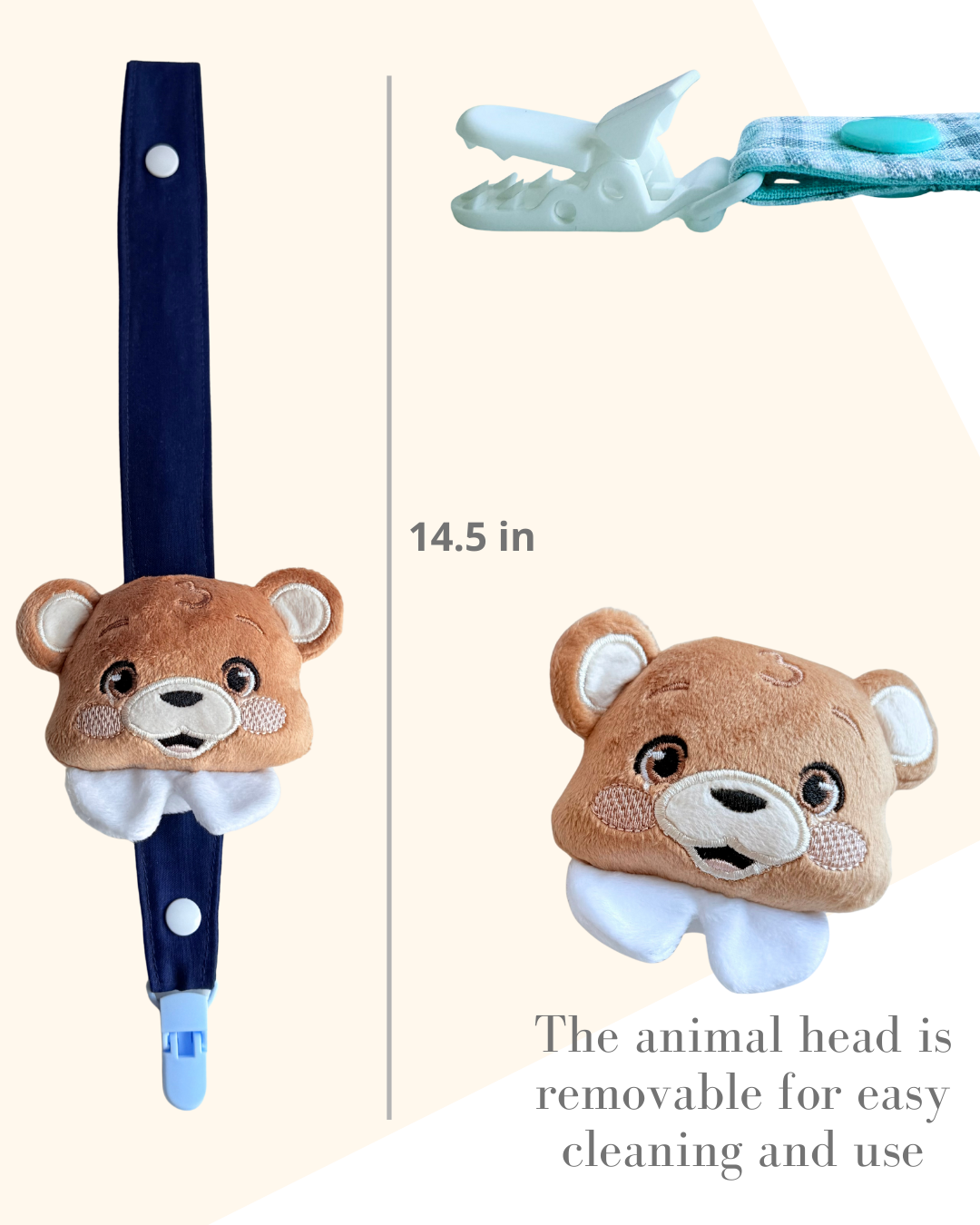 Cuddly Bear  Pacifier Clip